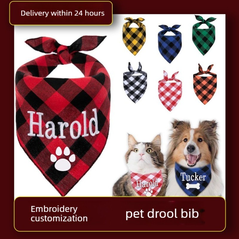 Dog Bandana Scarf - Bandana per cani con nome ricamato,